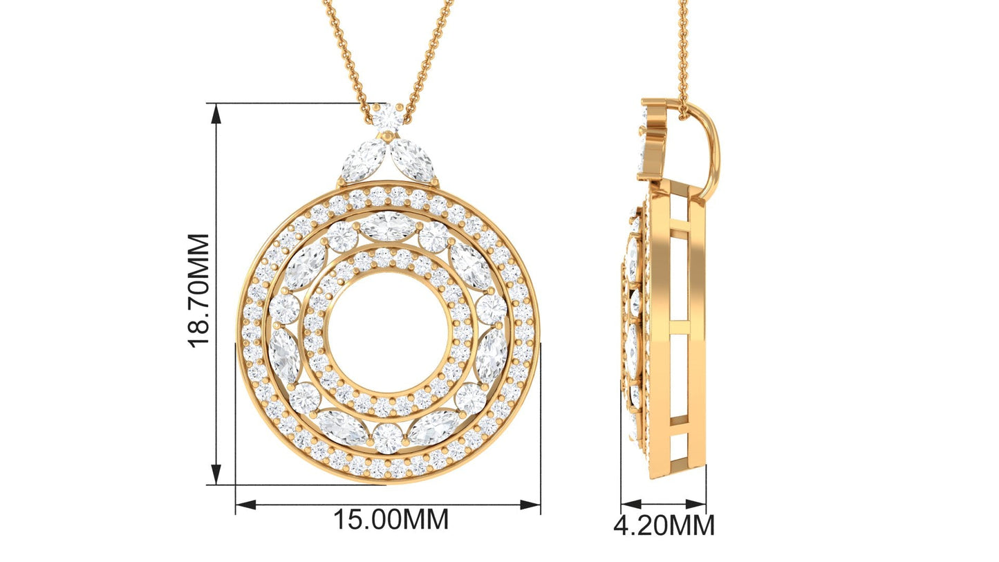 3/4 CT Certified Moissanite Vintage Pendant Necklace