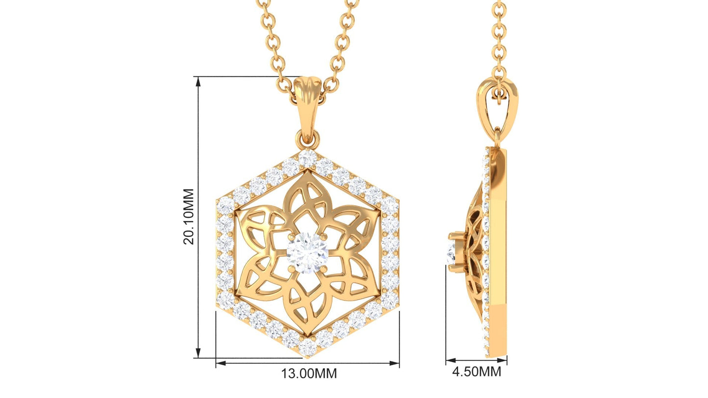 Vintage Inspired Certified Moissanite Flower Pendant