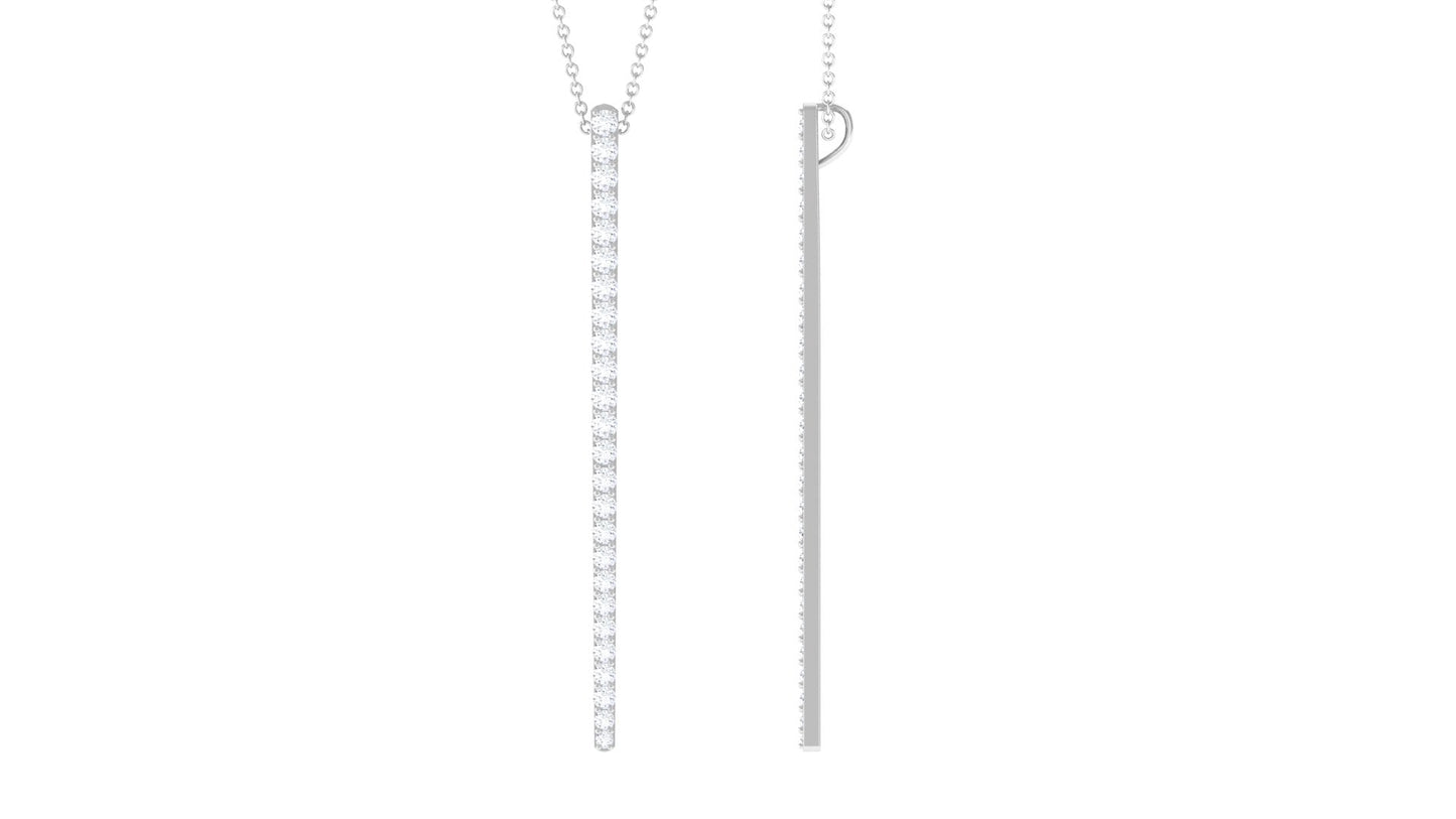 1.25 CT Certified Moissanite Bar Dangle Pendant