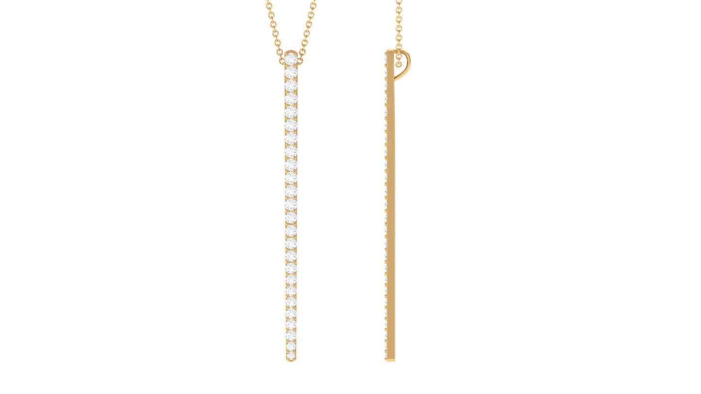 1.25 CT Certified Moissanite Bar Dangle Pendant