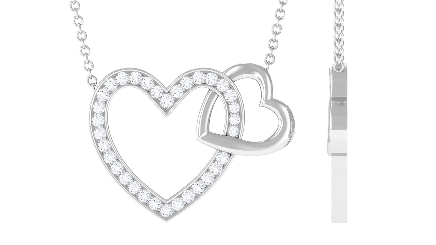 Certified Moissanite Double Heart Necklace for Women