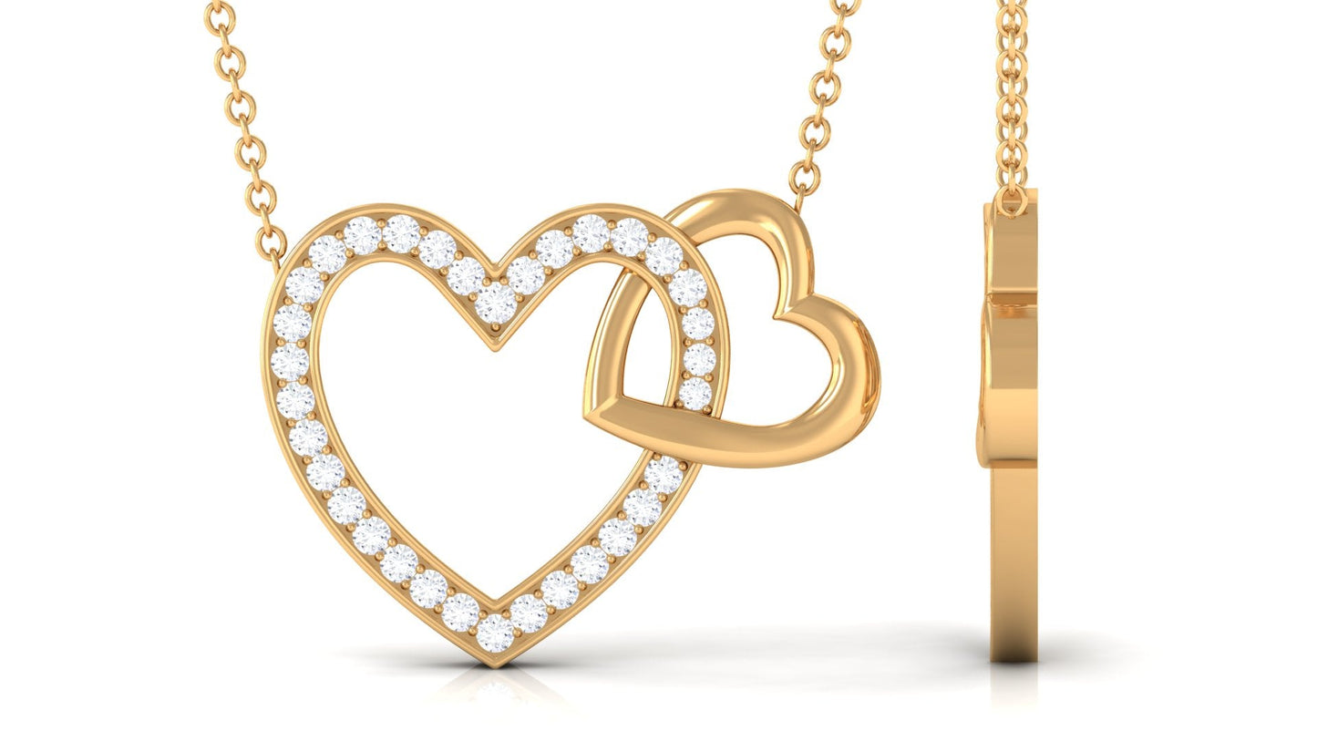 Certified Moissanite Double Heart Necklace for Women