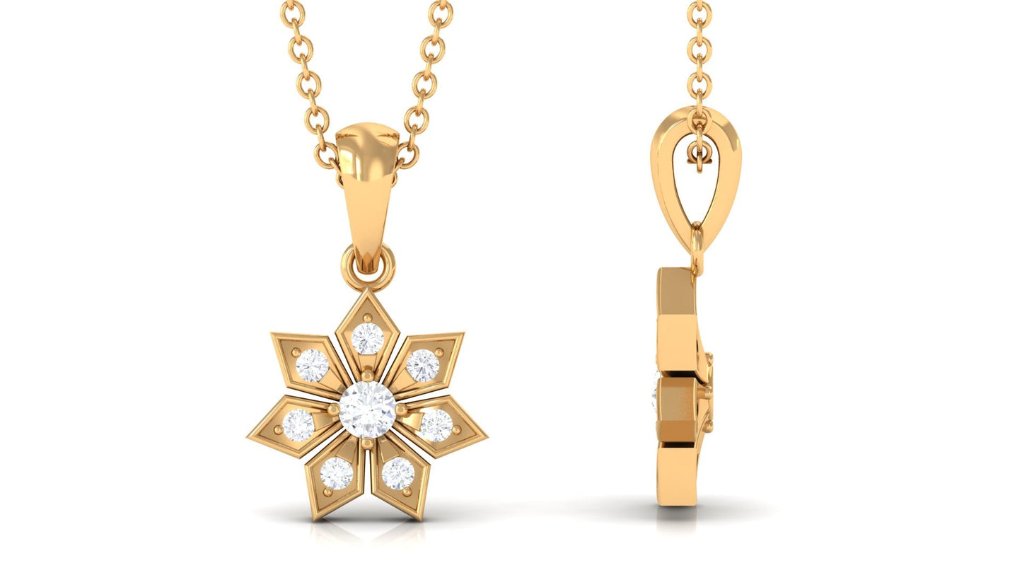 1/4 CT Certified Moissanite Flower Pendant