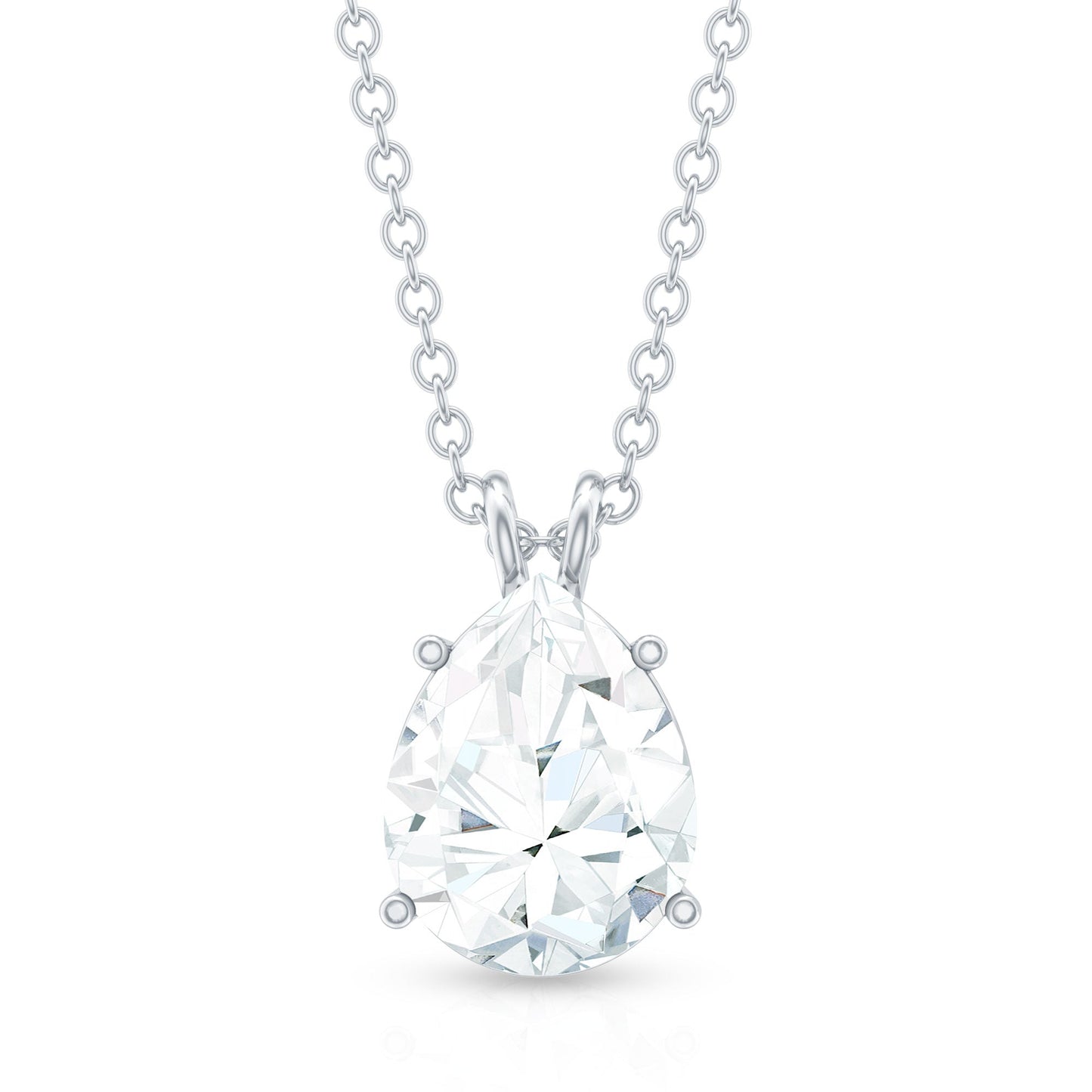2 Carat Solitaire Moissanite Teardrop Pendant Necklace
