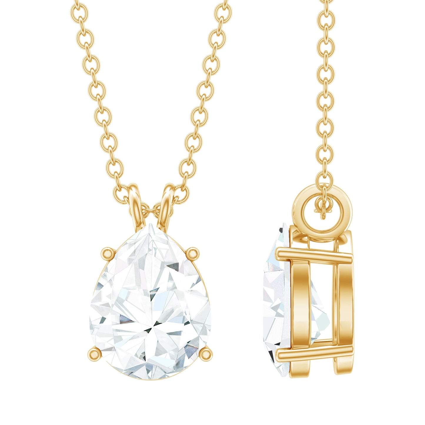 2 Carat Solitaire Moissanite Teardrop Pendant Necklace
