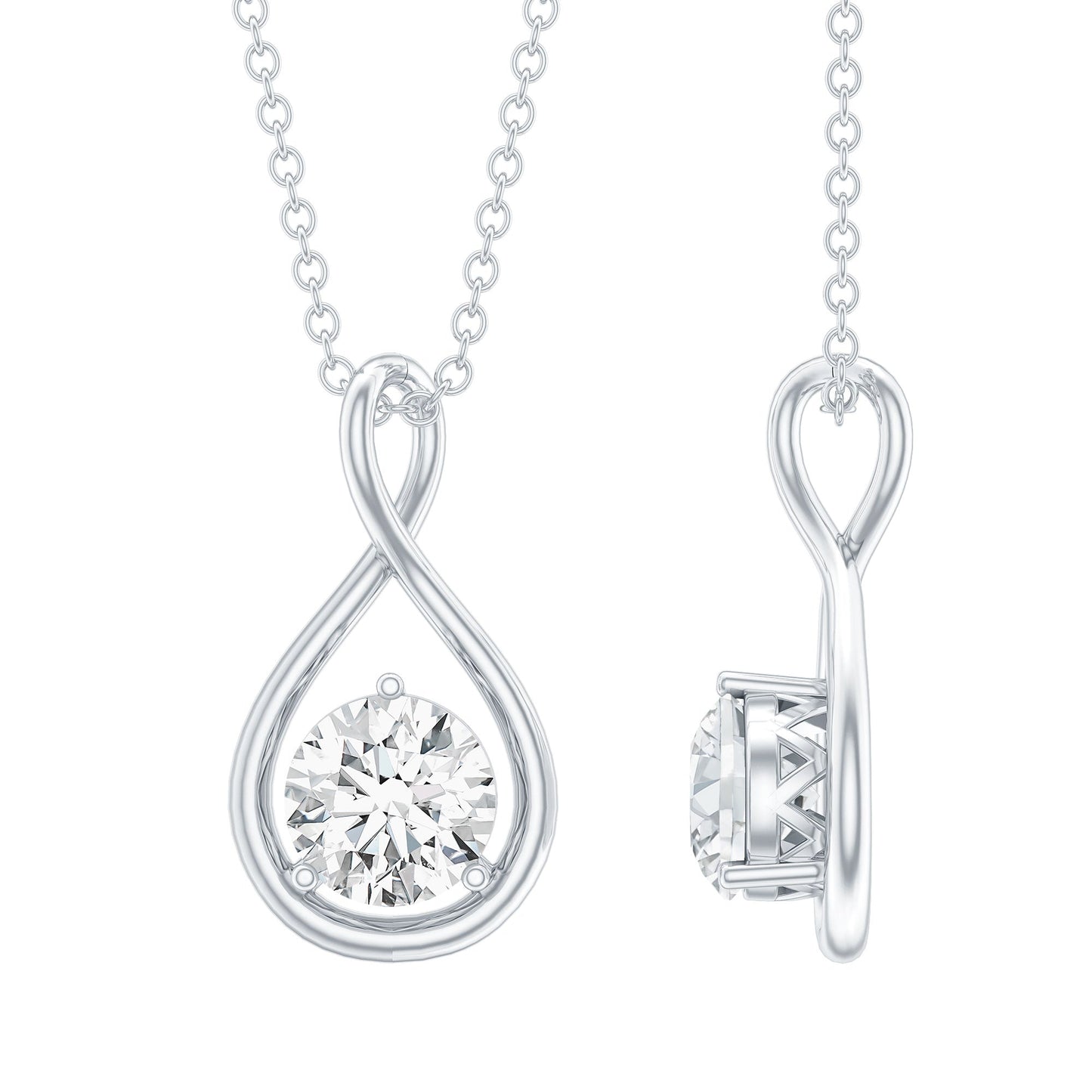 Certified Moissanite Solitaire Infinity Pendant