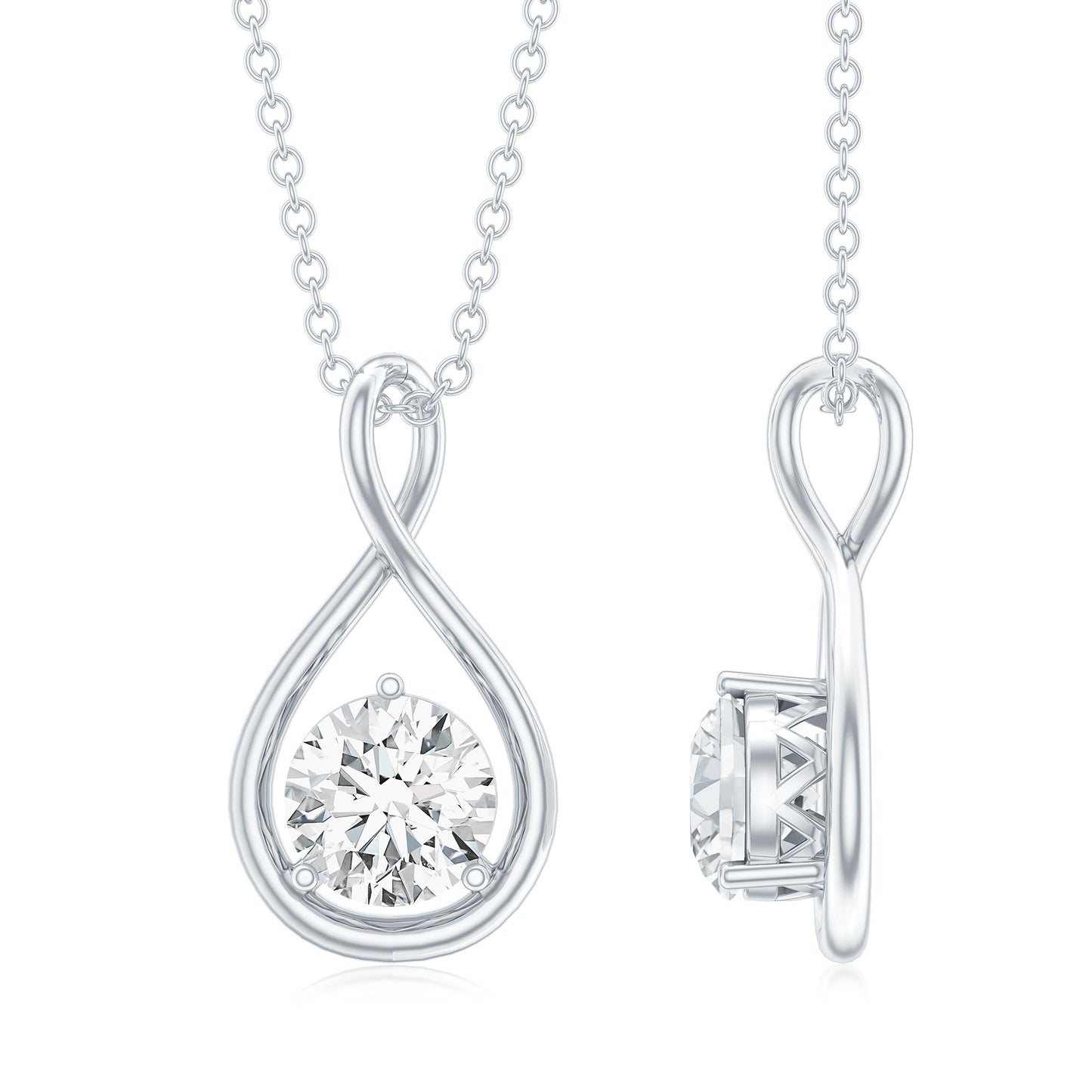 Certified Moissanite Solitaire Infinity Pendant