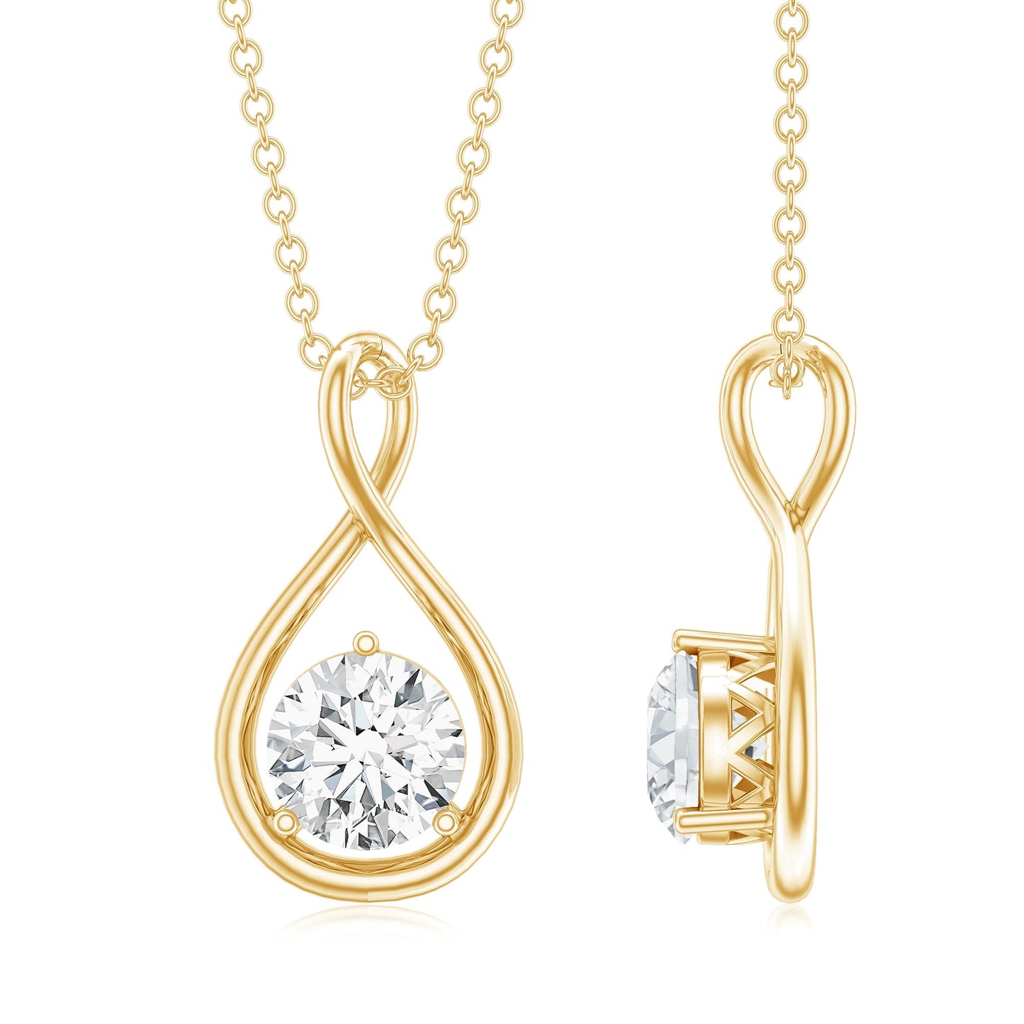 Certified Moissanite Solitaire Infinity Pendant