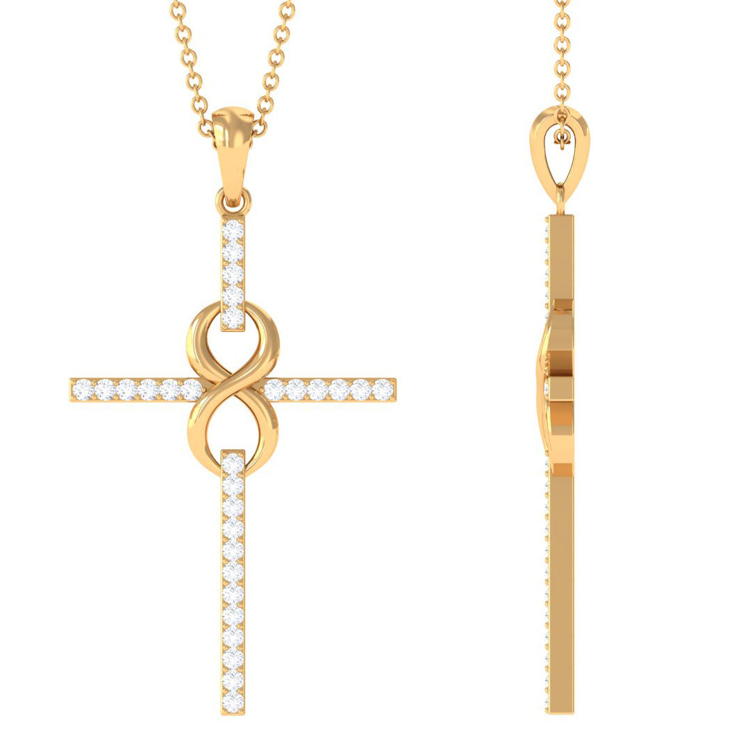 Certified Moissanite Cross Infinity Pendant