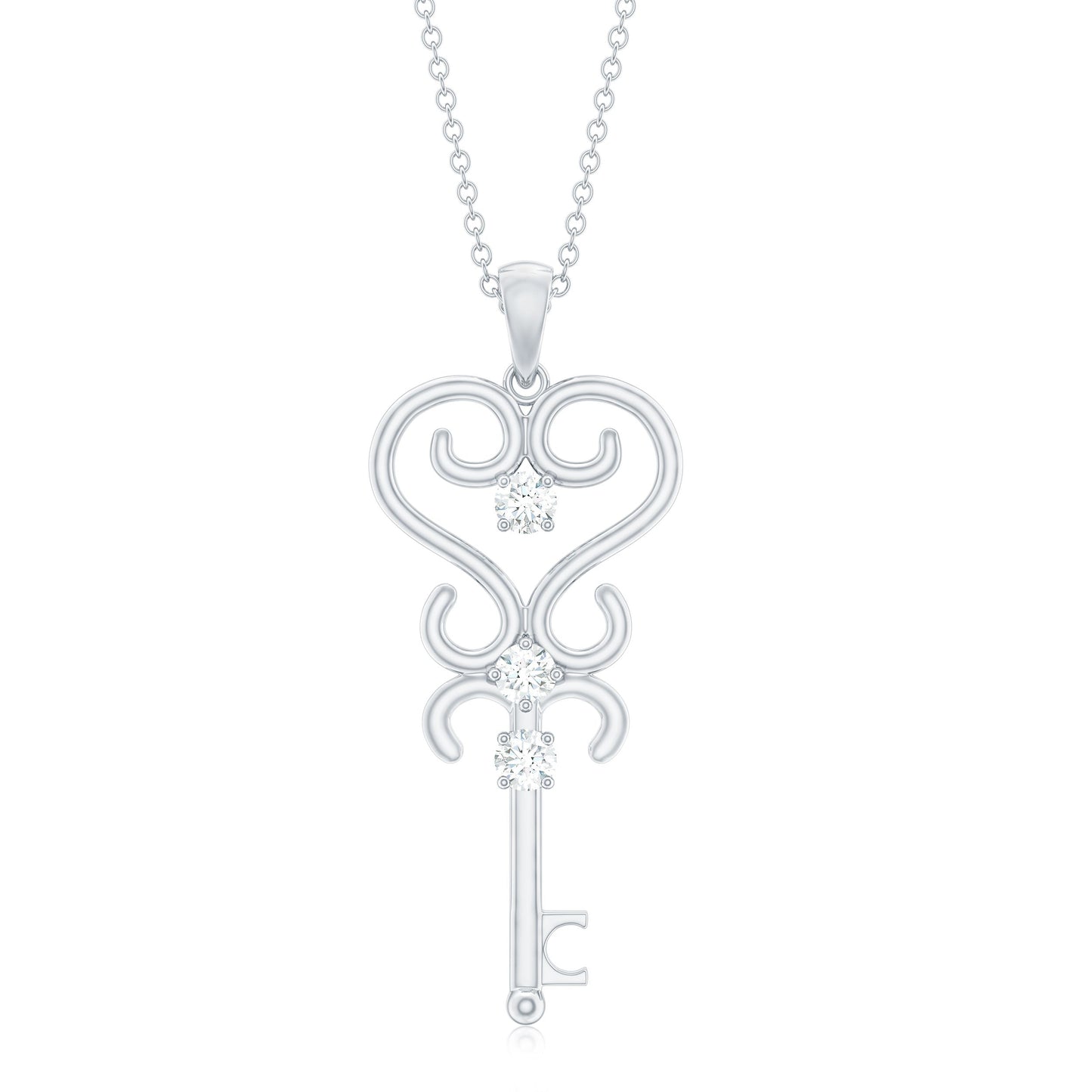 Vintage Moissanite Key Shape Pendant