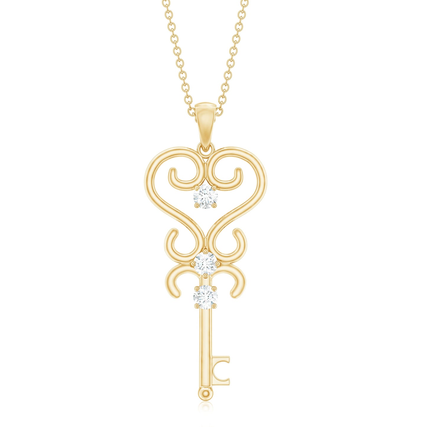 Vintage Moissanite Key Shape Pendant
