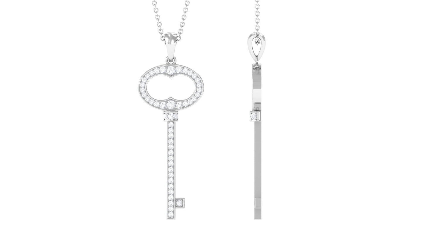 Classic Moissanite Key Pendant Necklace