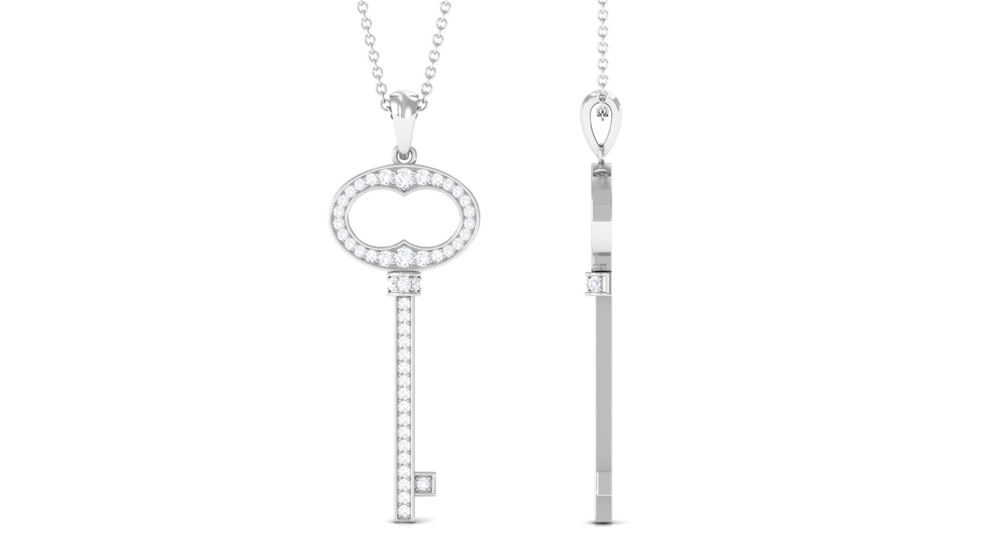 Classic Moissanite Key Pendant Necklace