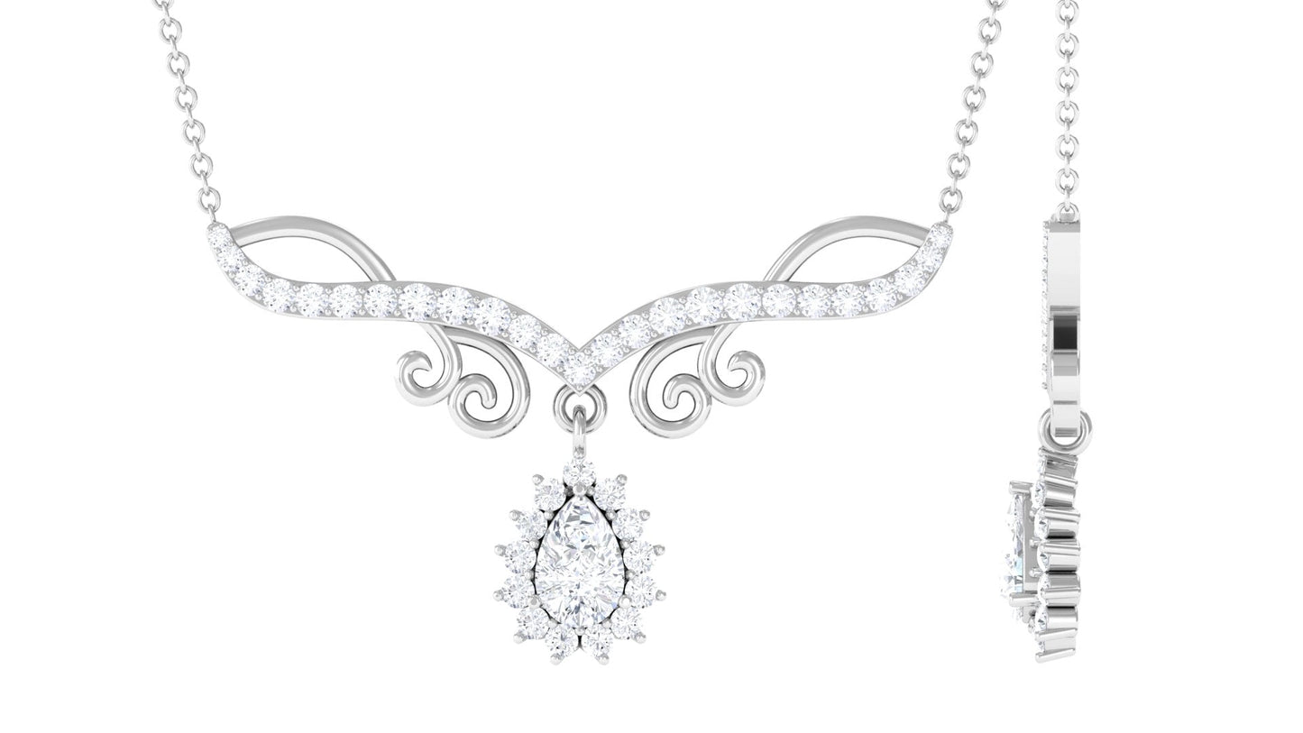 1.50 CT Pear and Round Shape Moissanite Drop Necklace