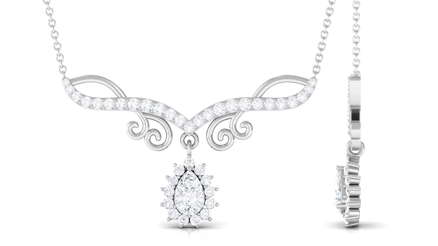 1.50 CT Pear and Round Shape Moissanite Drop Necklace