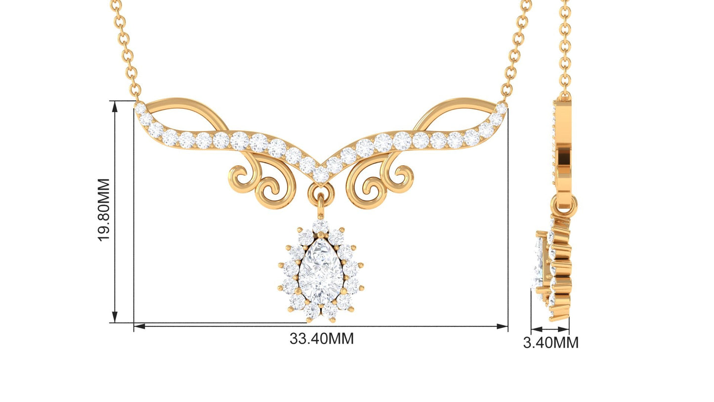 1.50 CT Pear and Round Shape Moissanite Drop Necklace