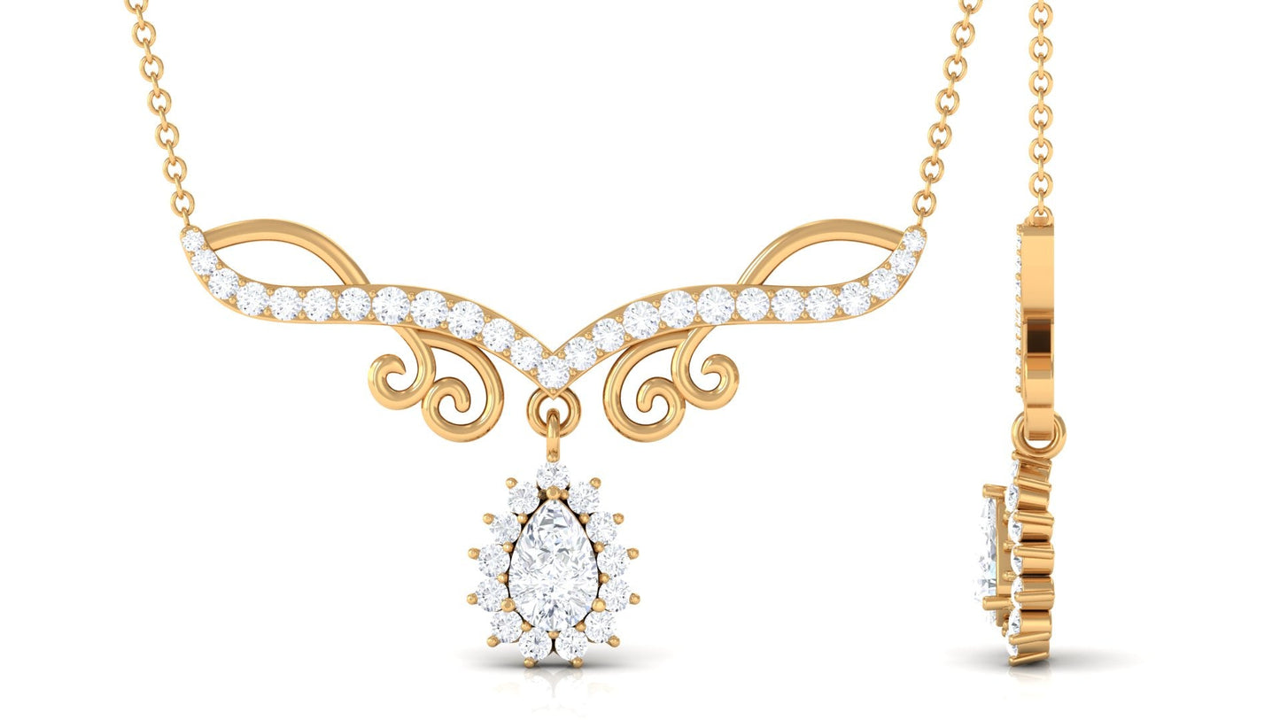 1.50 CT Pear and Round Shape Moissanite Drop Necklace