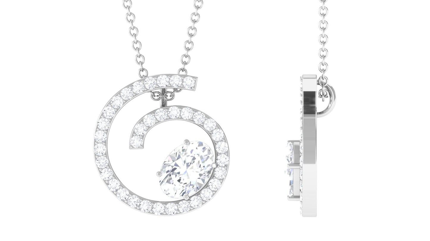 Contemporary Swirl Pendant with Moissanite