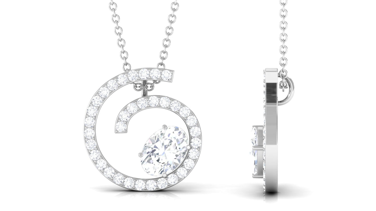 Contemporary Swirl Pendant with Moissanite