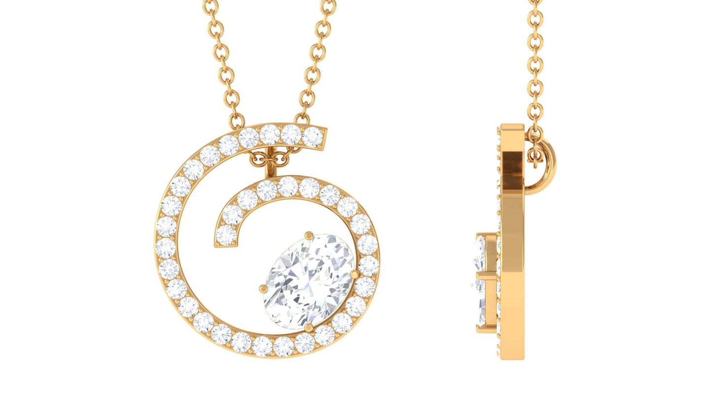 Contemporary Swirl Pendant with Moissanite