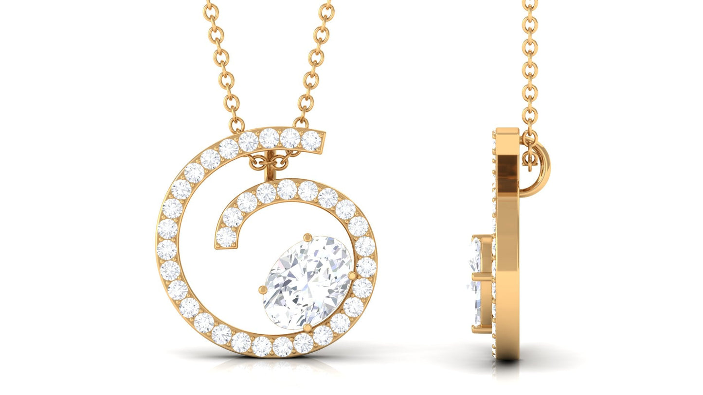 Contemporary Swirl Pendant with Moissanite