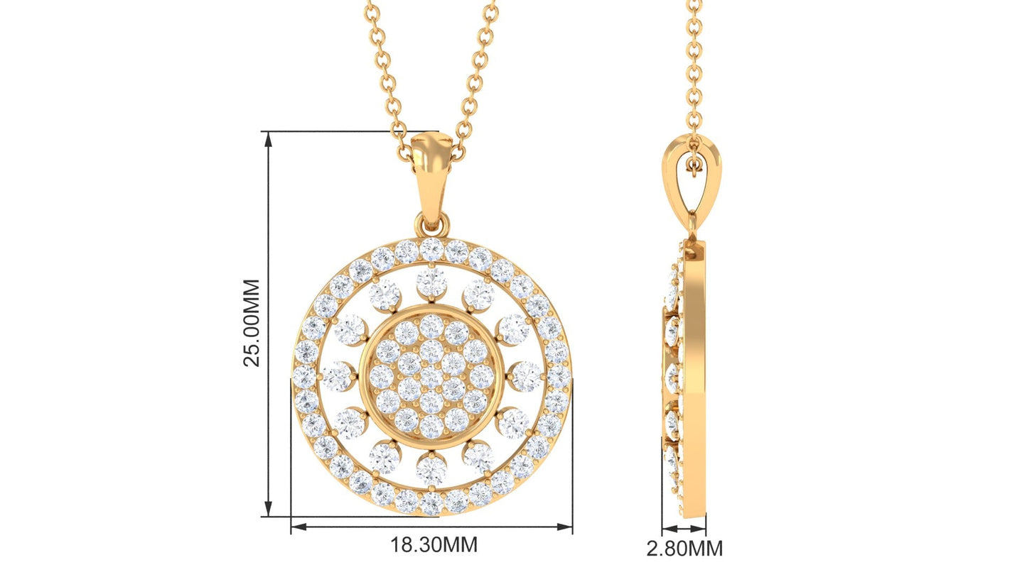 2.25 CT Pave Moissanite Round Vintage Pendant Necklace