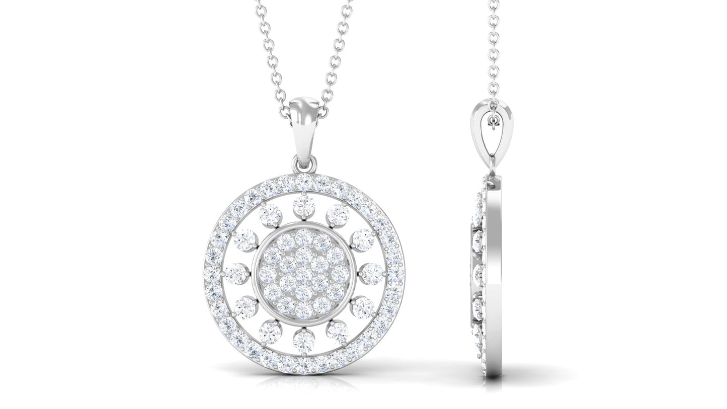 2.25 CT Pave Moissanite Round Vintage Pendant Necklace