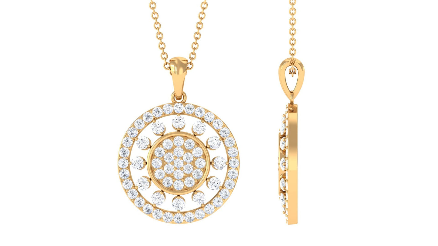 2.25 CT Pave Moissanite Round Vintage Pendant Necklace