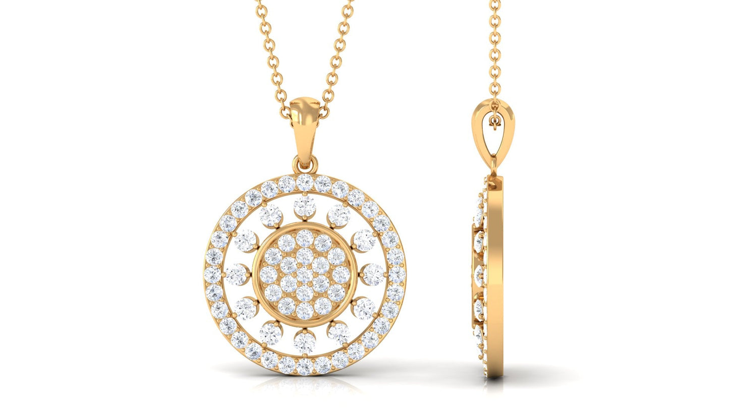 2.25 CT Pave Moissanite Round Vintage Pendant Necklace