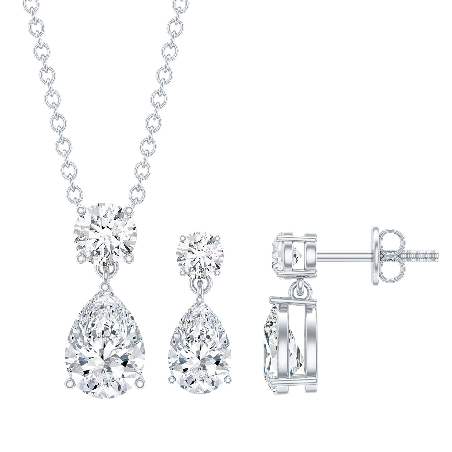 2.5 CT Moissanite Teardrop Two Stone Jewelry Set