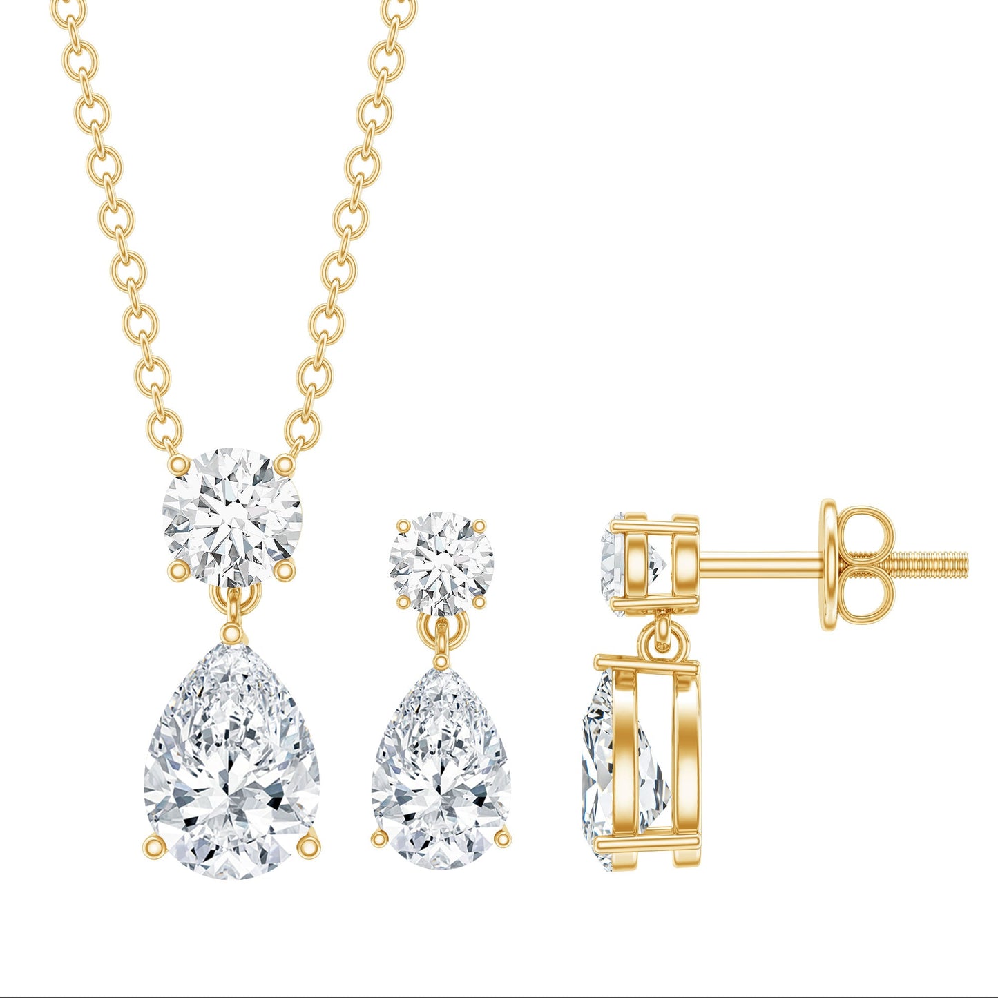 2.5 CT Moissanite Teardrop Two Stone Jewelry Set