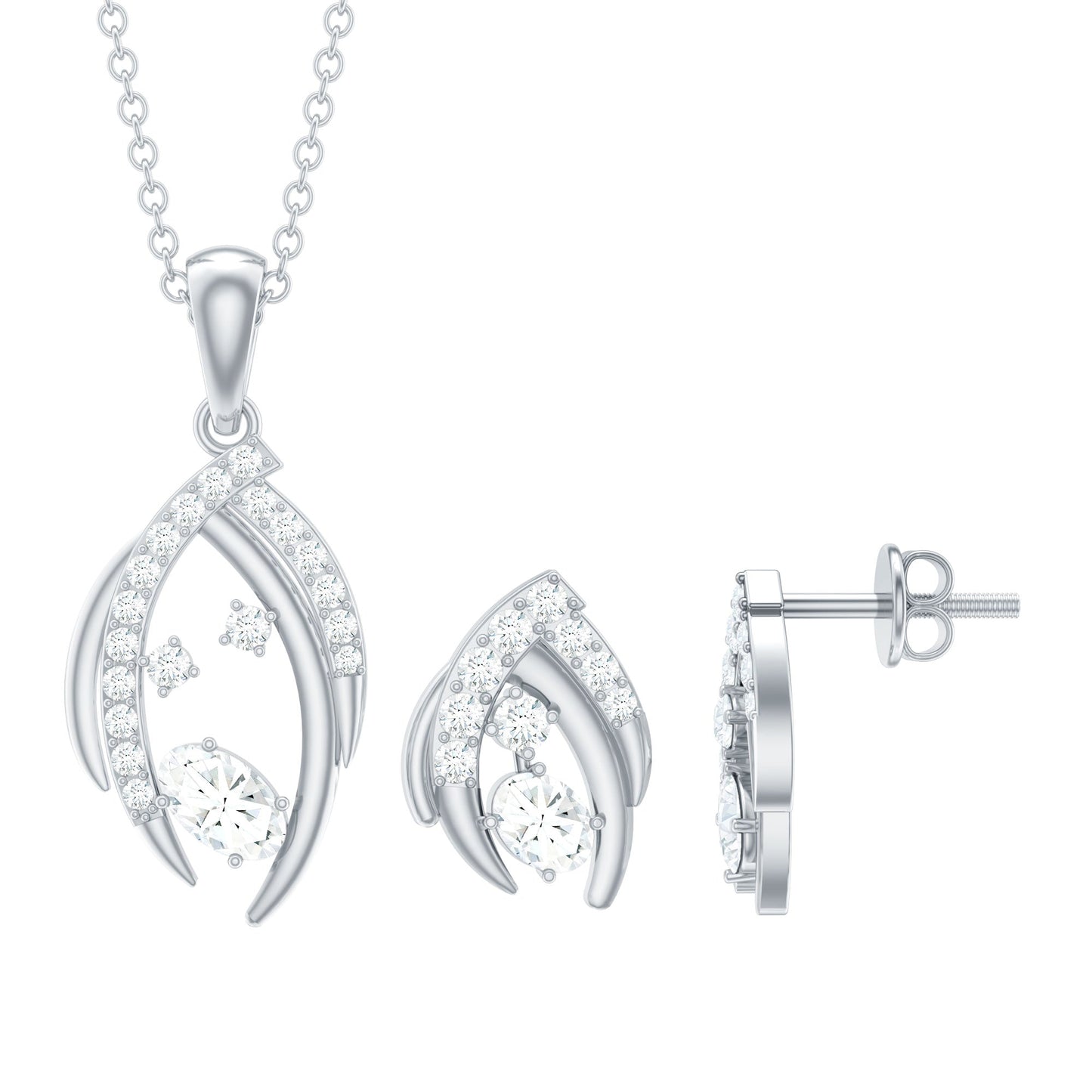 Minimal Moissanite Jewelry Set in Prong Setting