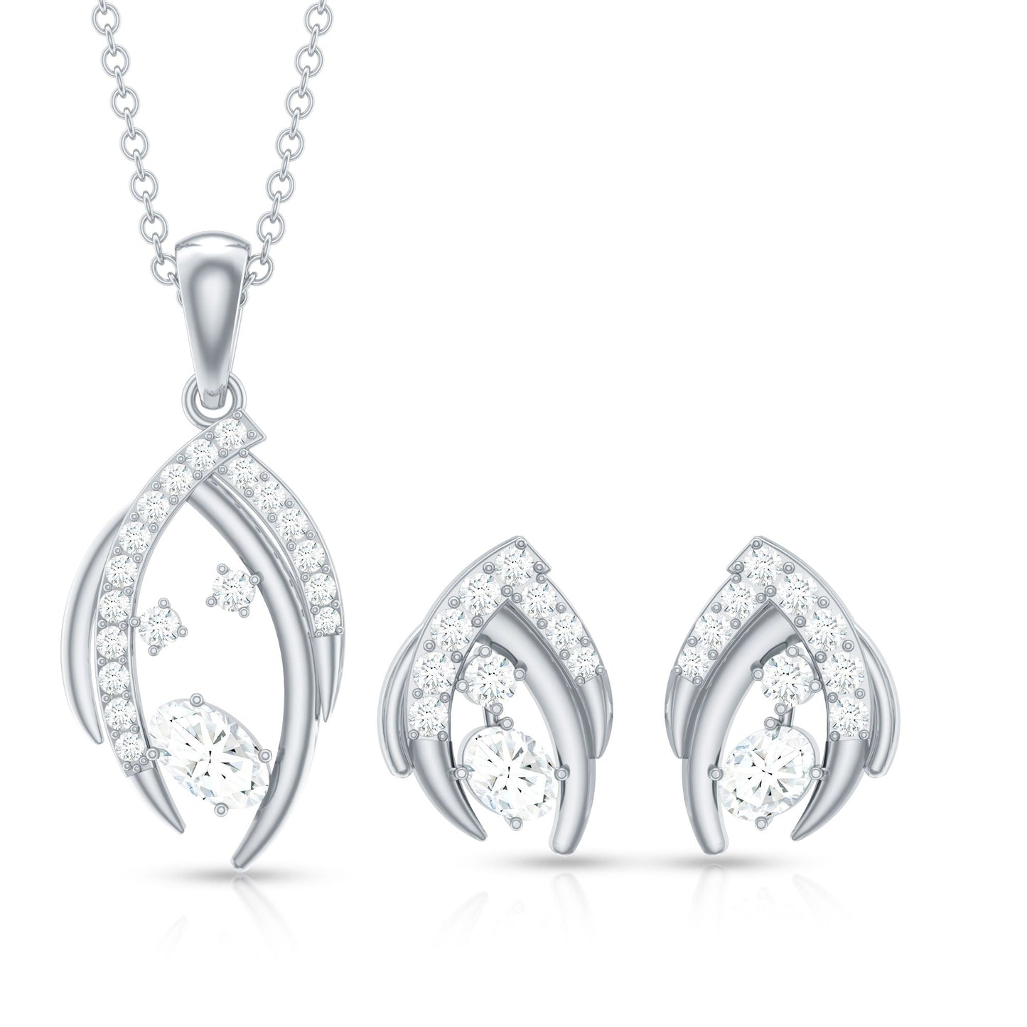 Minimal Moissanite Jewelry Set in Prong Setting