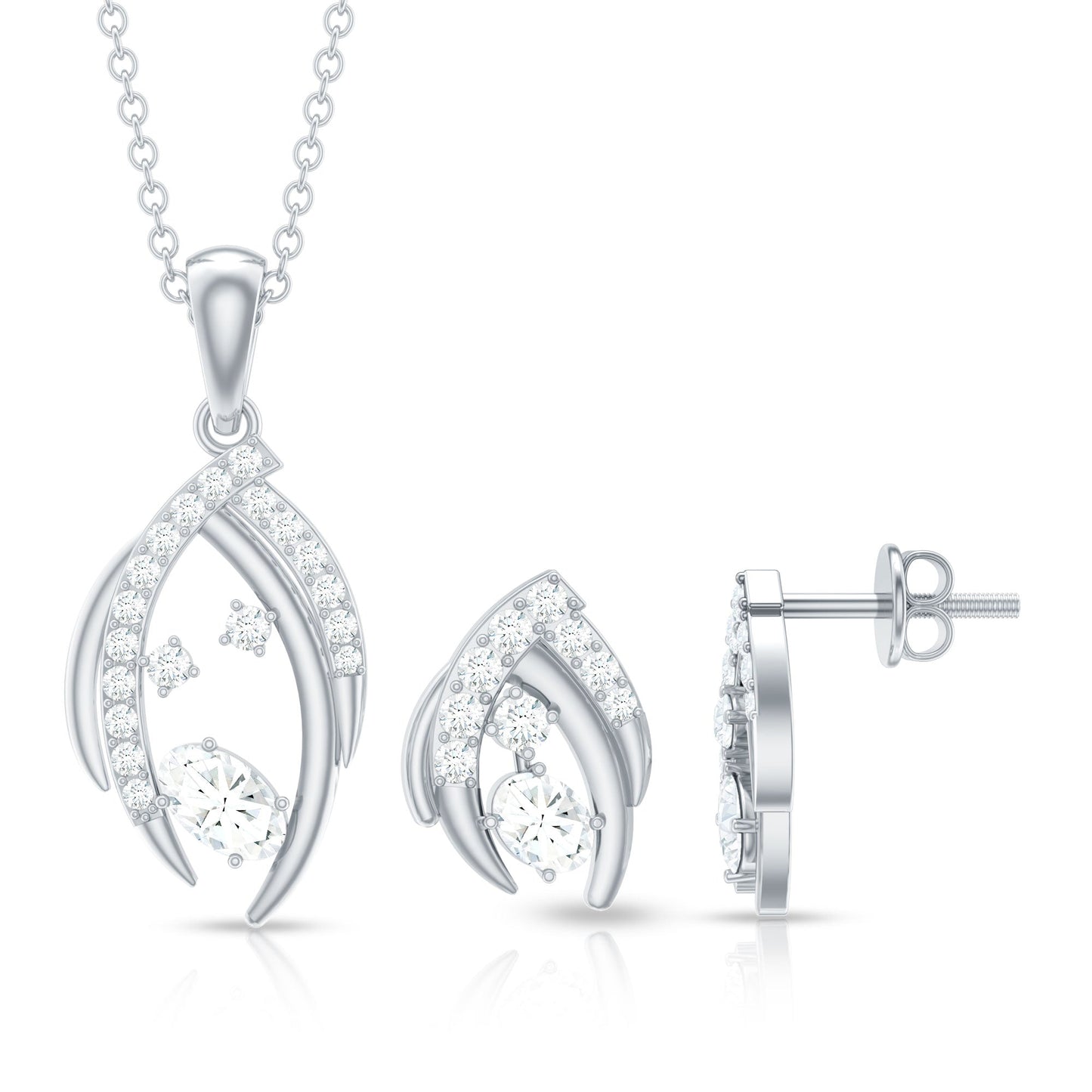 Minimal Moissanite Jewelry Set in Prong Setting
