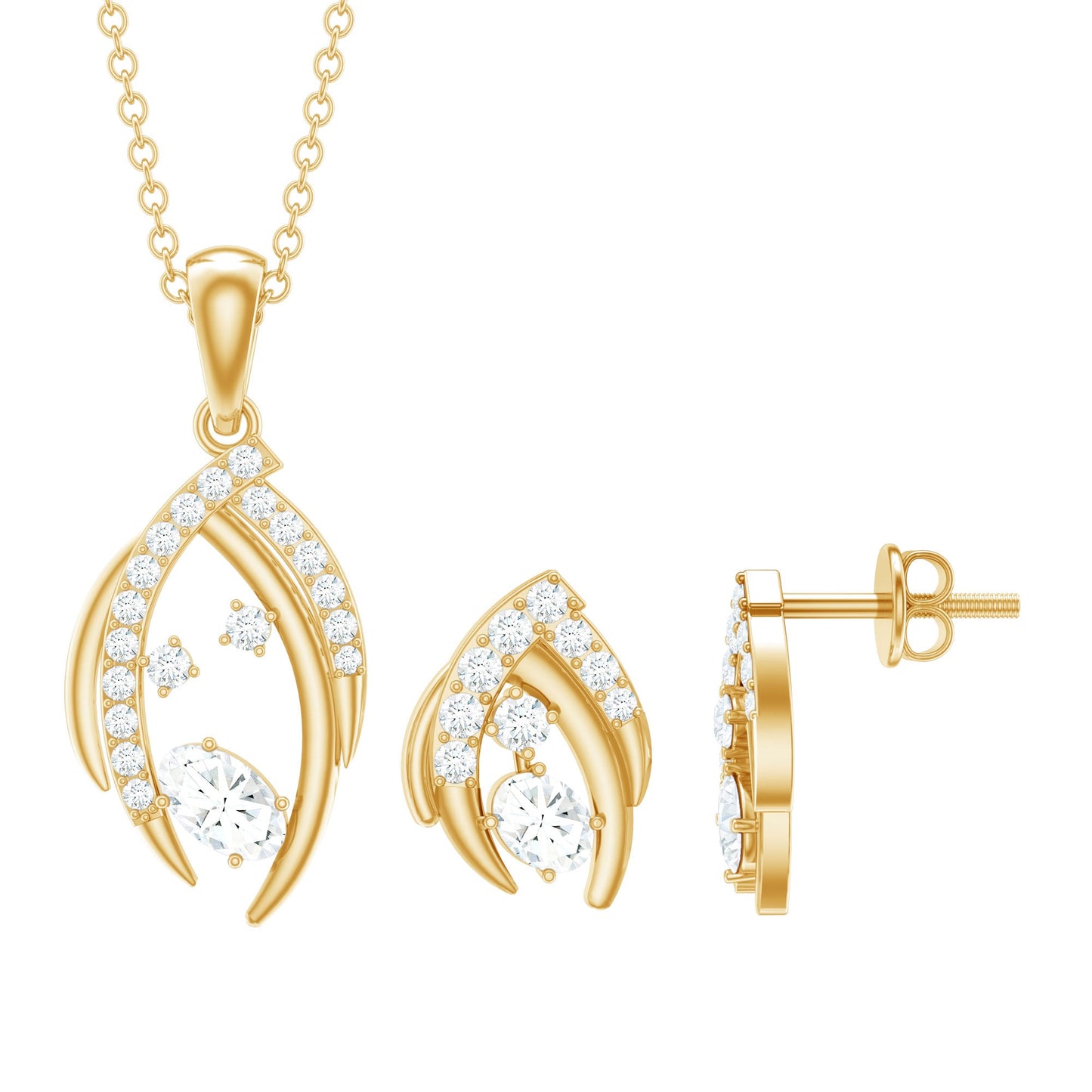 Minimal Moissanite Jewelry Set in Prong Setting