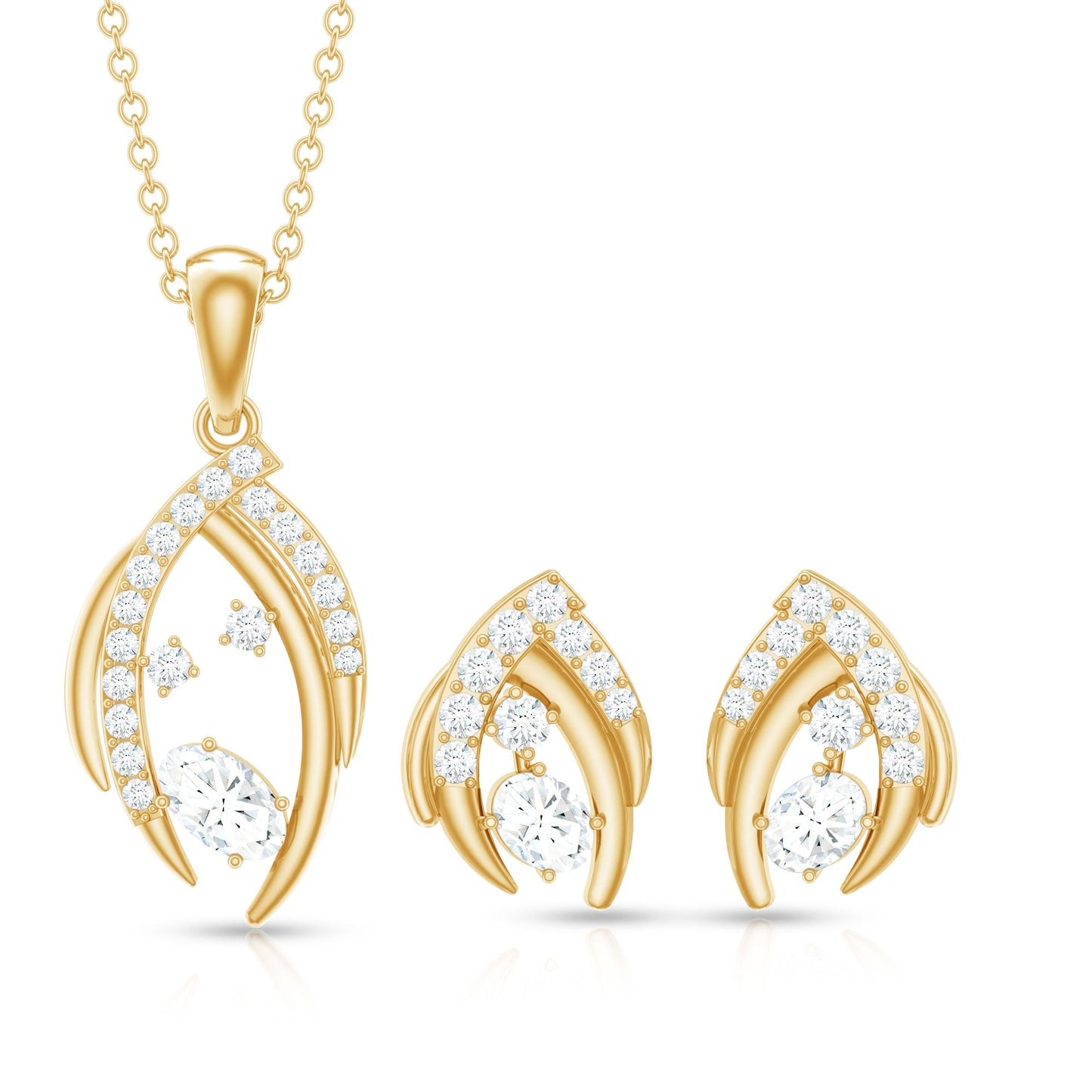 Minimal Moissanite Jewelry Set in Prong Setting