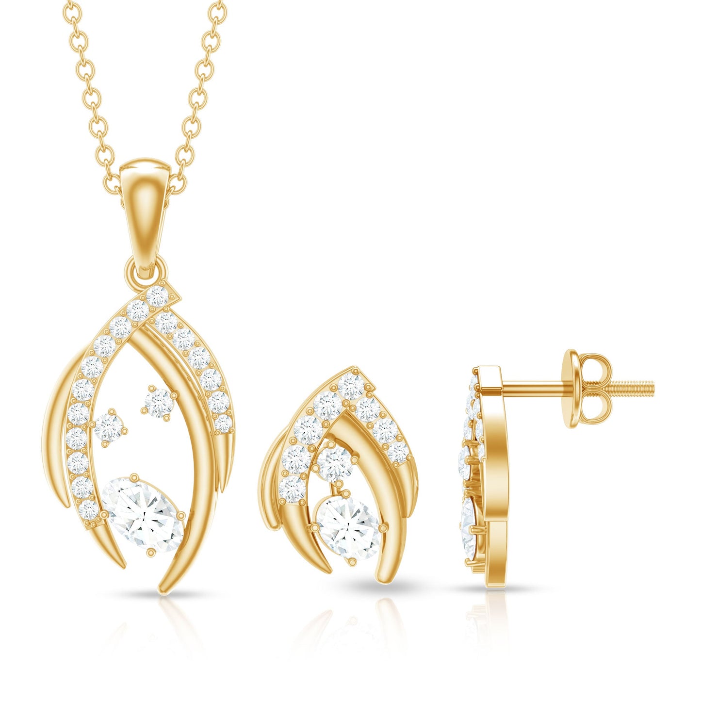 Minimal Moissanite Jewelry Set in Prong Setting