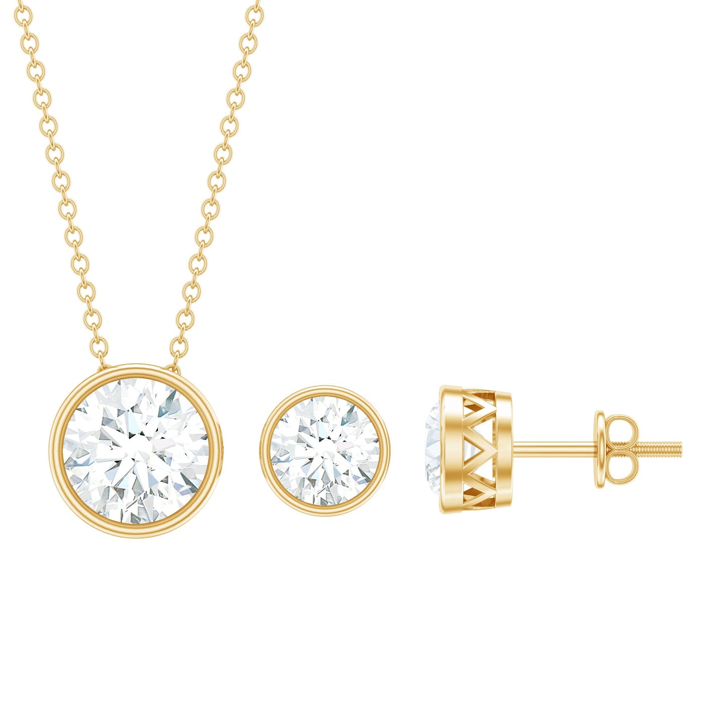 4 CT Simple Moissanite Solitaire Jewelry Set in Bezel Setting