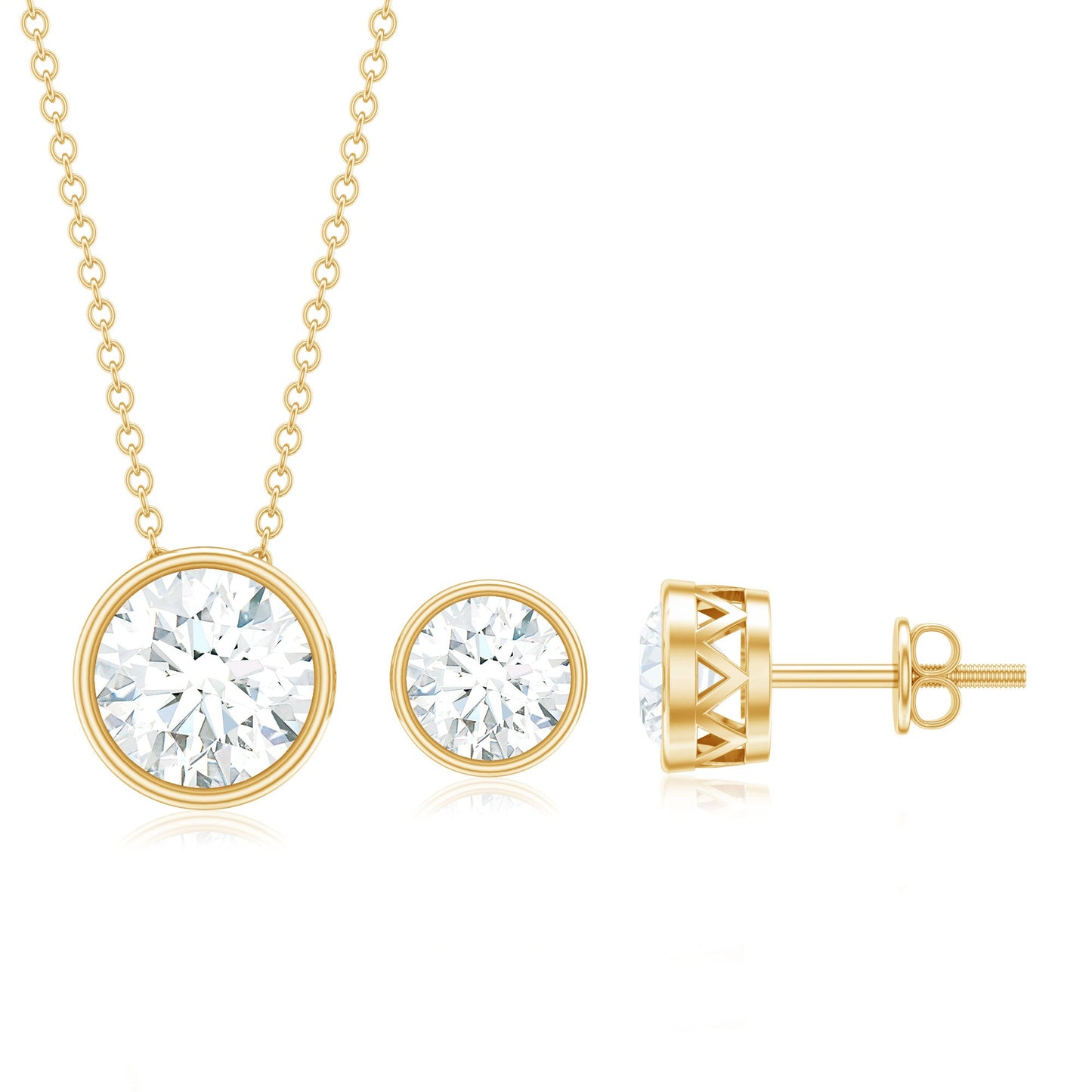 4 CT Simple Moissanite Solitaire Jewelry Set in Bezel Setting