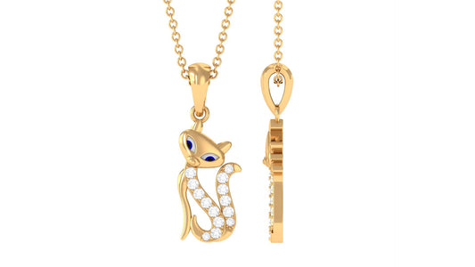 Certified Moissanite Cat Pendant Necklace