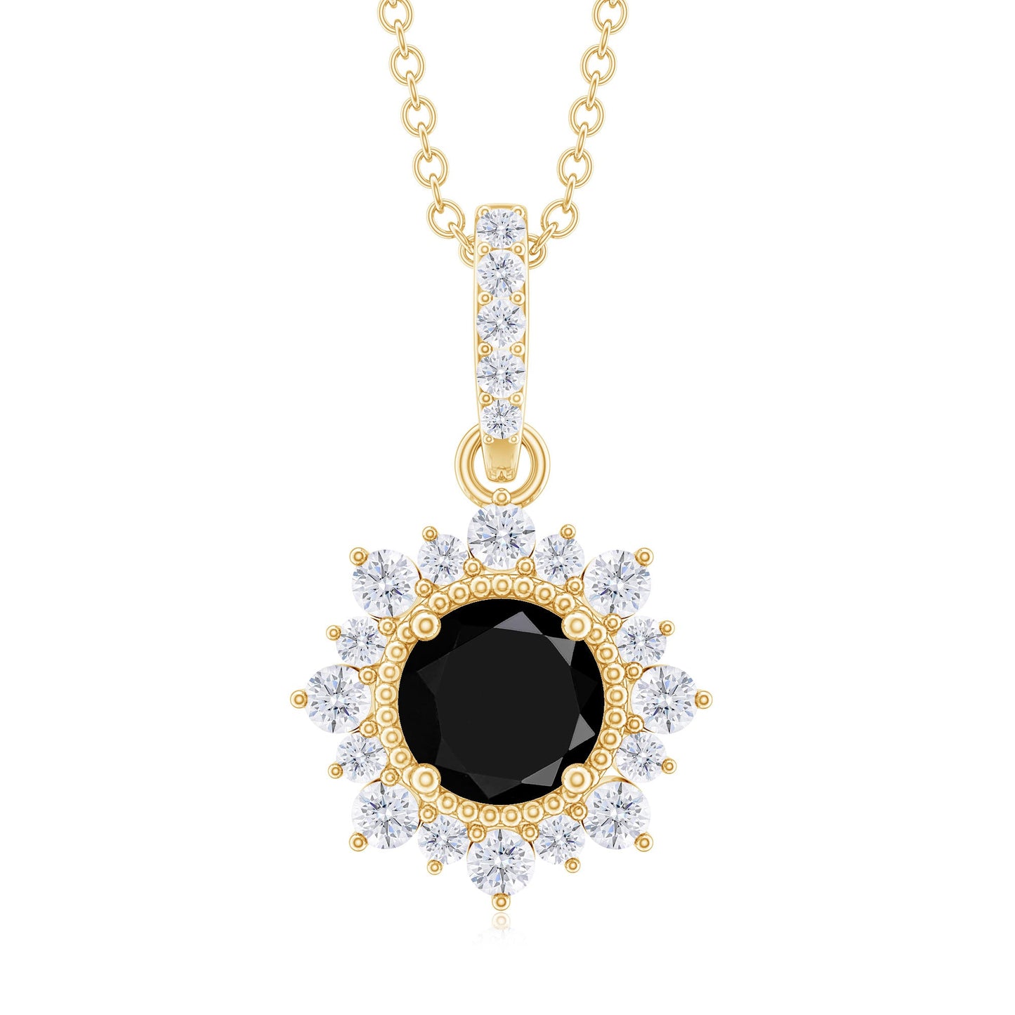 Certified Lab Grown Black and White Diamond Halo Necklace