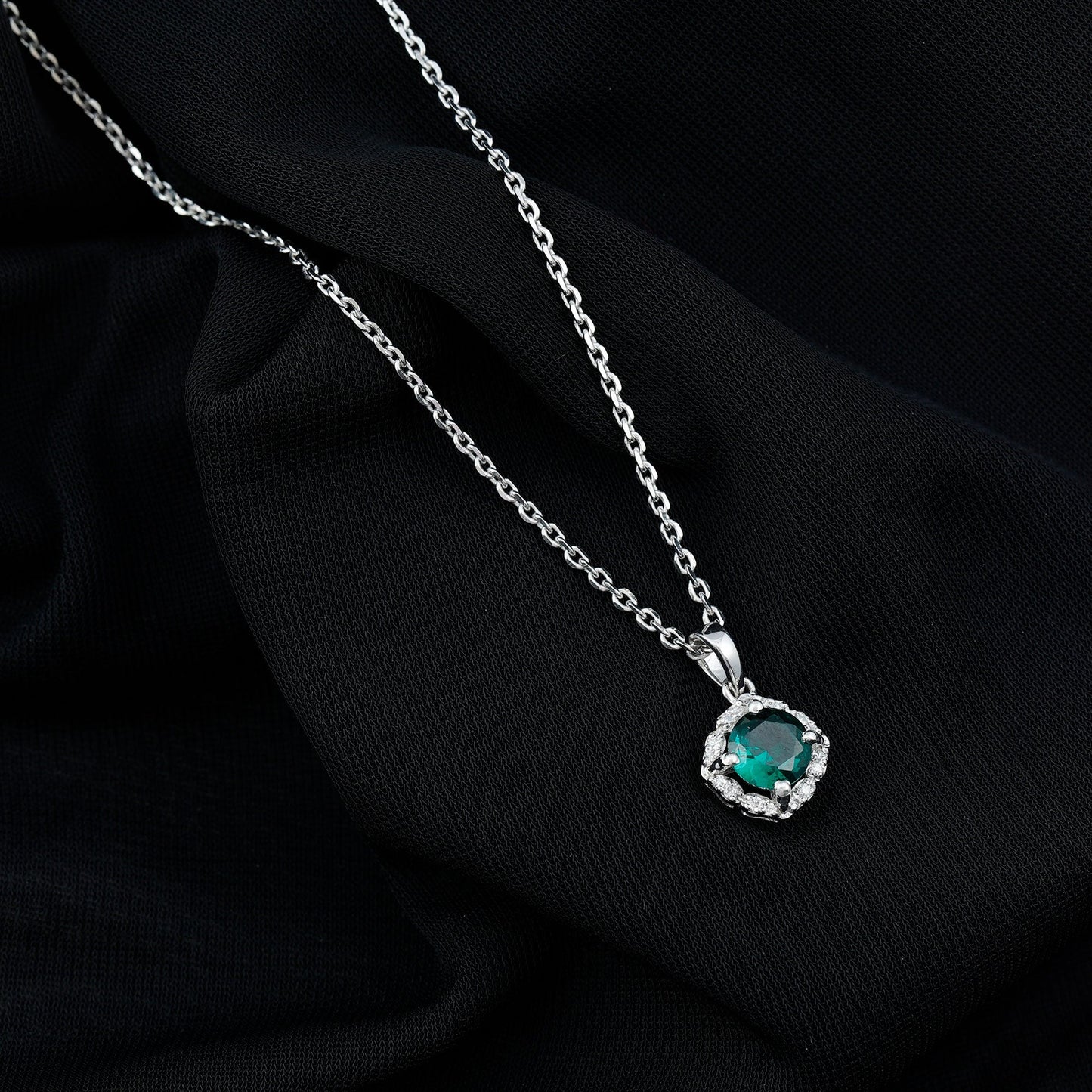 Certified Round Lab Emerald Designer Necklace with Certificate