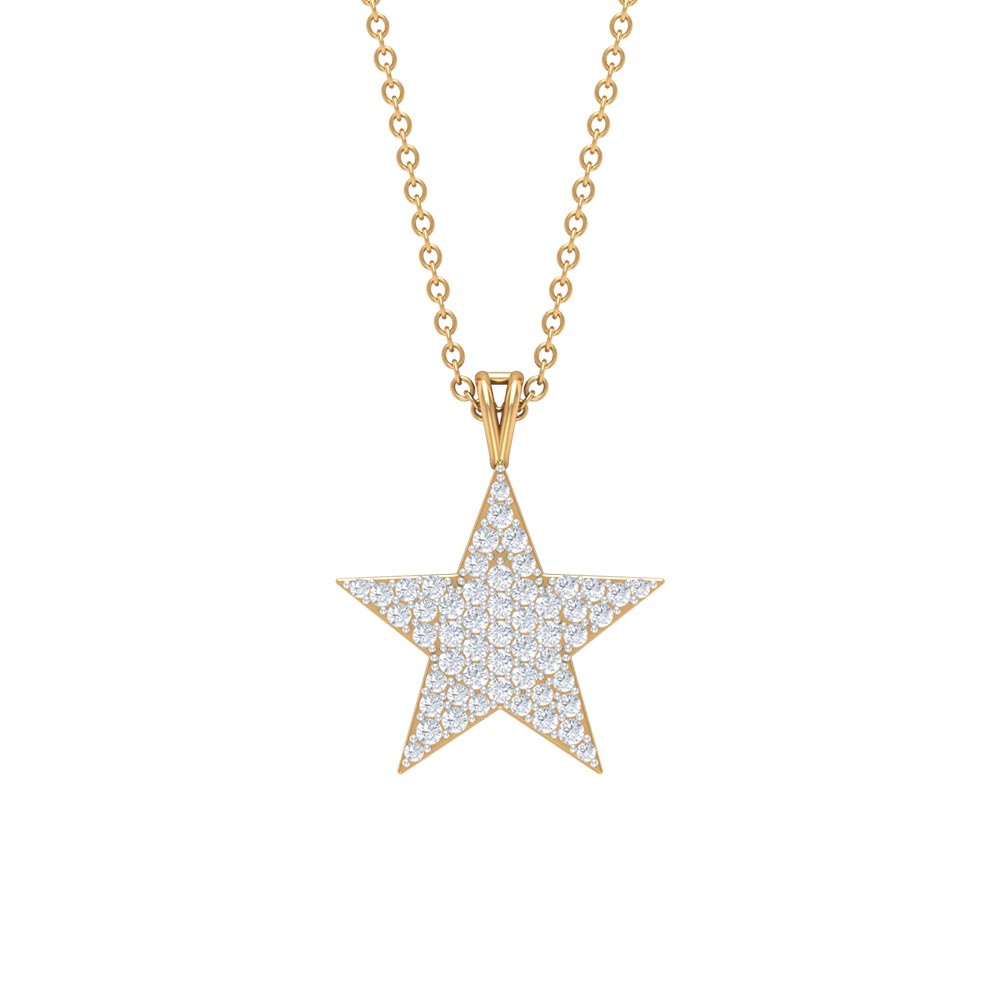Diamond Star Pendant Necklace in Pave Setting