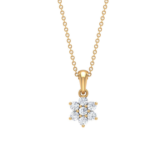 Natural Diamond Flower Pendant Necklace for women
