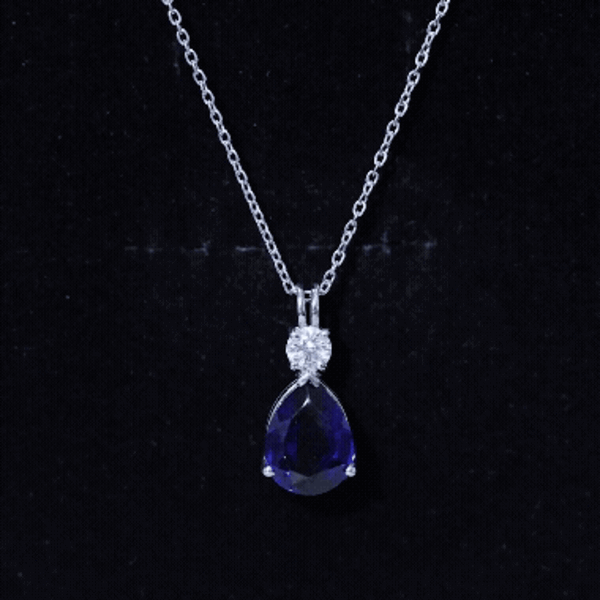 Lab Created Blue Sapphire Teardrop Pendant Necklace With Chain