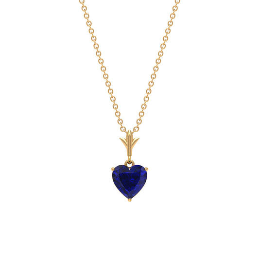 1 Carat Lab Grown Blue Sapphire Heart Necklace for Women