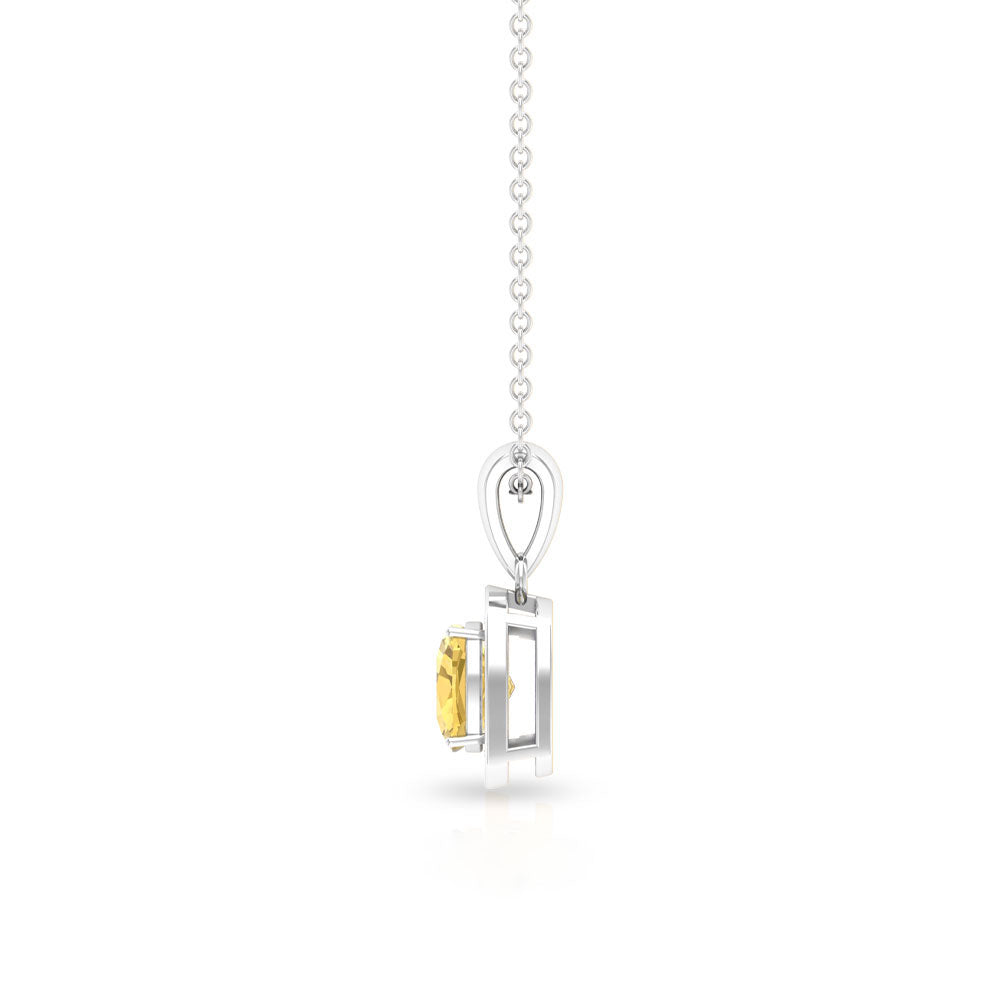 Genuine 2.3 Carat Cushion Cut Citrine and Diamond Necklace with Certificate
