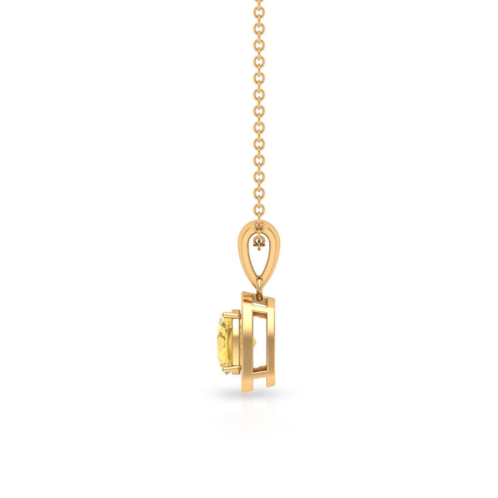 Genuine 2.3 Carat Cushion Cut Citrine and Diamond Necklace with Certificate