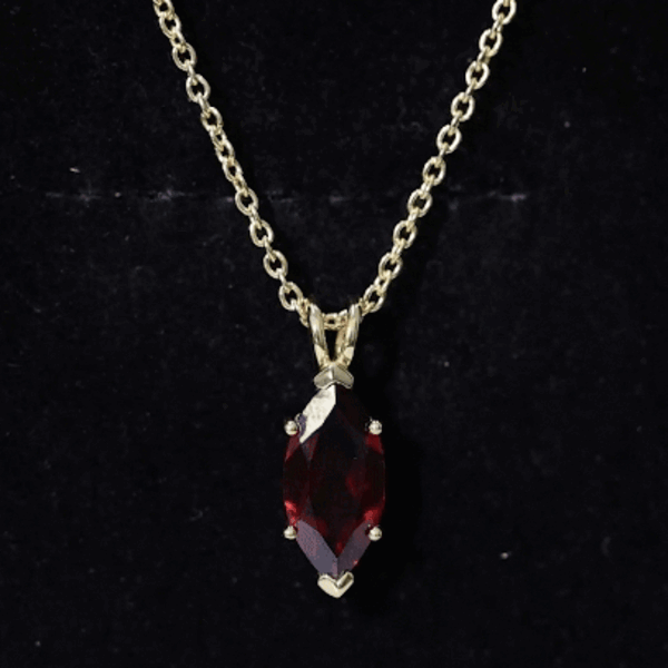 Marquise Cut 6X12 MM Real Garnet Birthstone Necklace in Gold Plated Silver