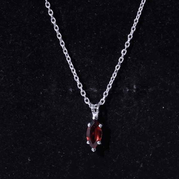 4X8MM Marquise Cut Garnet Solitaire Necklace With Chain
